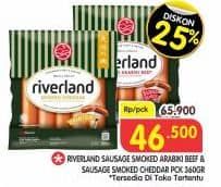 Promo Harga Riverland Sausage Smoked Cheddar, Smoked Arabiki Beef 360 gr - Superindo