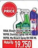 Promo Harga Vixal Bleach Disinfec 500 Ml, Wipol Disinfect Spray 500ml, wipol MP bleach spray btl 500ml  - Hypermart