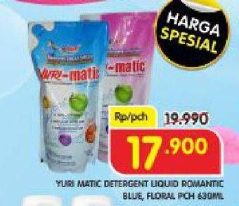Promo Harga YURI MATIC Detergent Liquid Blue, Floral 630 gr - Superindo