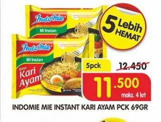 Promo Harga INDOMIE Mi Kuah Kari Ayam per 5 pcs 69 gr - Superindo