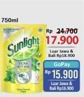 Promo Harga Sunlight Pencuci Piring Anti Bau With Daun Mint, Higienis Plus With Habbatussauda 755 ml - Alfamart