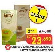 Promo Harga Latte 7 Latte Caramel Macchiato, Matcha Latte per 2 box - Superindo