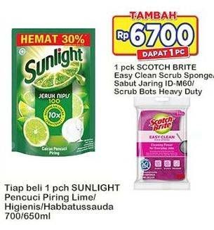 Promo Harga Sunlight Pencuci Piring Jeruk Nipis 100, Higienis Plus With Habbatussauda 650 ml - Indomaret