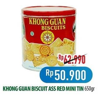 Promo Harga Khong Guan Assorted Biscuit Red Mini 650 gr - Hypermart