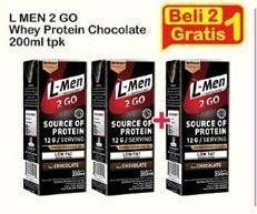 Promo Harga L-MEN Susu UHT Whey Protein 2 Go Chocolate 200 ml - Indomaret