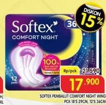 Promo Harga Softex Comfort Night Wing 29cm, Wing 36cm 12 pcs - Superindo