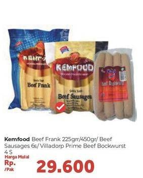 Promo Harga KEMFOOD Beef Frank 225gr/450gr / Beef Sausages 6s / VILLADROP Prime Beef Bockwurst 4s  - Carrefour