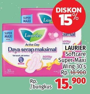 Promo Harga Laurier Active Day Super Maxi Wing 30 pcs - LotteMart