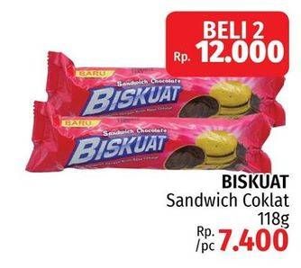 Promo Harga BISKUAT Sandwich Chocolate per 2 pouch 118 gr - LotteMart
