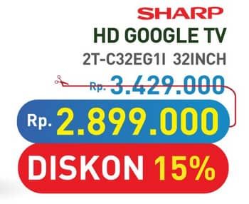 Promo Harga Sharp TV with Google Assistant 2T-C32EG1i  - Hypermart