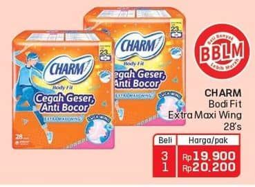 Promo Harga Charm Body Fit Extra Maxi Wing 28 pcs - Lotte Grosir