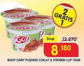 Promo Harga BIGGY Dairy Pudding Coklat, Strawberry per 3 pcs 110 gr - Superindo