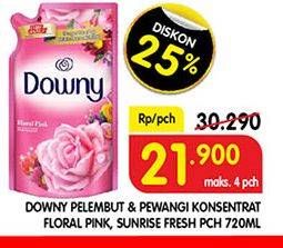 Promo Harga DOWNY Pewangi Pakaian Floral Pink, Sunrise Fresh 720 ml - Superindo