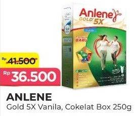 Promo Harga ANLENE Gold Plus 5x Hi-Calcium Vanila, Coklat 250 gr - Alfamart