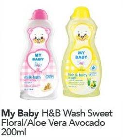 Promo Harga MY BABY Hair & Body Wash Aloe Vera Avocado, Sweet Floral 200 ml - Carrefour