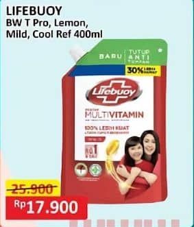 Promo Harga Lifebuoy Body Wash Total 10, Lemon Fresh, Mild Care, Cool Fresh 400 ml - Alfamart