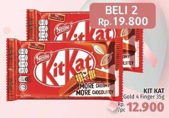 Promo Harga KIT KAT Chocolate 4 Fingers Gold per 2 bungkus 35 gr - LotteMart