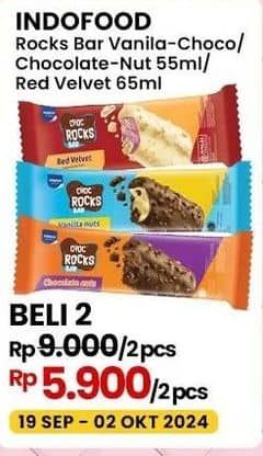 Promo Harga Indoeskrim Rocks Bar Red Velvet, Chocolate Nuts, Vanila Nuts 55 ml - Indomaret