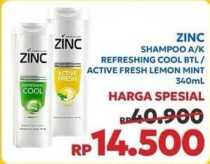 Promo Harga Zinc Shampoo Refreshing Cool, Active Fresh Lemon 340 ml - Indomaret