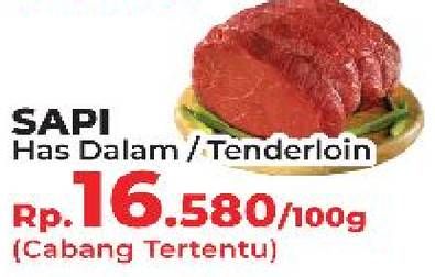 Promo Harga Daging Has Dalam (Tenderloin) per 100 gr - Yogya