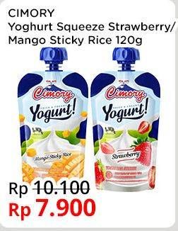 Promo Harga Cimory Squeeze Yogurt Strawberry, Mango Sticky Rice 120 gr - Indomaret