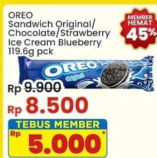 Promo Harga Oreo Biskuit Sandwich Vanilla, Chocolate, Strawberry, Ice Cream Blueberry 119 gr - Indomaret