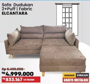 Promo Harga Courts Elcantara Sofa Dudukan 2 + Puff | Fabric  - COURTS