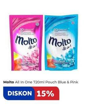 Promo Harga MOLTO All in 1 Blue 3D Formulasi, Pink 3D Formulasi 720 ml - Carrefour