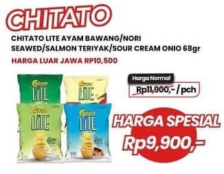 Promo Harga Chitato Lite Snack Potato Chips Ayam Bawang, Seaweed, Aburi Seaweed, Salmon Teriyaki, Sour Cream Onion 68 gr - Carrefour