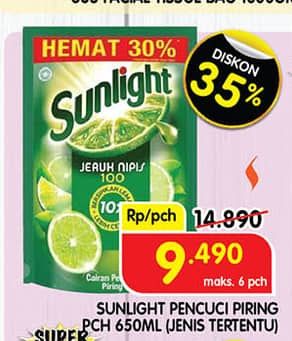 Promo Harga Sunlight Pencuci Piring 650 ml - Superindo