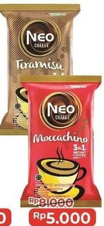 Promo Harga Neo Coffee 3 in 1 Instant Coffee Tiramissu, Caramel Machiato, Moccachino per 10 pcs 20 gr - Alfamart