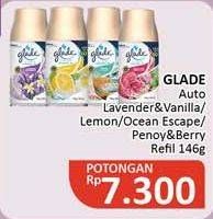 Promo Harga GLADE Matic Spray Refill Lavender Vanilla, Lemon, Ocean Escape, Peony Berry Bliss 146 ml - Alfamidi