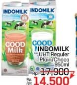 Promo Harga Indomilk Susu UHT Cokelat, Full Cream Plain 950 ml - LotteMart