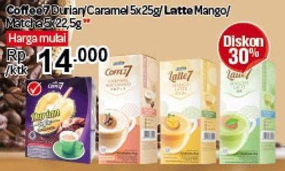 Promo Harga COFFEE7 Durian/Caramel 5x25g / LATTE7 Mango/Matcha 5x22,5g  - Carrefour