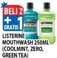 Promo Harga LISTERINE Mouthwash Antiseptic Cool Mint, Natural Green Tea, Zero 250 ml - Hypermart