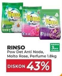 Promo Harga Rinso Anti Noda Deterjen Bubuk + Molto Classic Fresh, + Molto Pink Rose Fresh, + Molto Purple Perfume Essence 1800 gr - Yogya