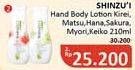 Promo Harga Shinzui Body Lotion Kirei, Matsu, Hana, Sakura, Myori, Keiko 210 ml - Alfamidi