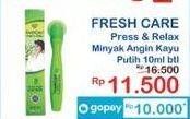 Promo Harga Fresh Care Minyak Angin Press & Relax Kayu Putih 10 ml - Indomaret