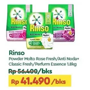 Promo Harga Rinso Anti Noda Deterjen Bubuk Classic Fresh, + Molto Purple Perfume Essence, + Molto Pink Rose Fresh 1800 gr - TIP TOP