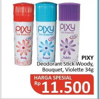 Promo Harga PIXY Deodorant Stick Woody, Bouquet, Violet 34 gr - Alfamidi