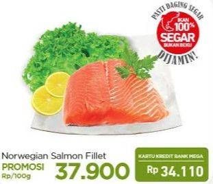 Promo Harga Salmon Fillet Norwegia per 100 gr - Carrefour