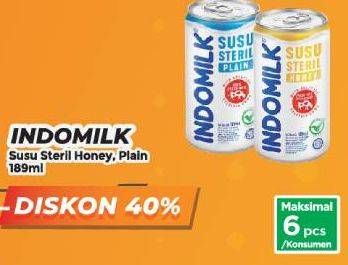 Promo Harga Indomilk Susu Steril Honey, Plain 189 ml - Yogya
