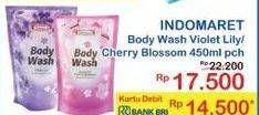 Promo Harga INDOMARET Body Wash Cherry Blossom, Violet Lily 450 ml - Indomaret