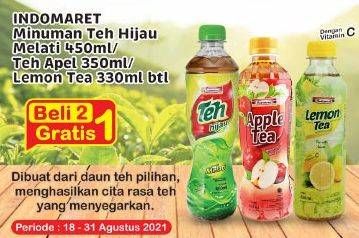 Promo Harga INDOMARET Minuman Teh Apel, Hijau Melati, Lemon 330 ml - Indomaret