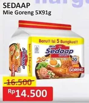 Promo Harga Sedaap Mie Goreng Original per 5 pcs 90 gr - Alfamart