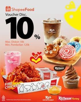 Promo Harga Voucher Disc 10%  - Richeese Factory