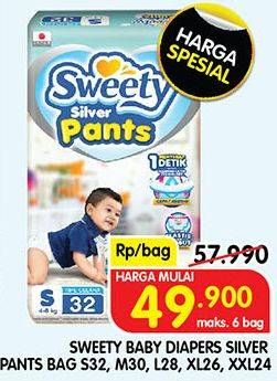 Promo Harga Sweety Silver Pants M30, S32, XL26, XXL24, L28 24 pcs - Superindo