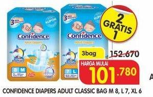 Promo Harga Confidence Adult Diapers Perekat M8, L7, XL6 6 pcs - Superindo