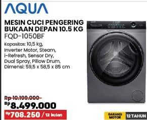 Promo Harga Aqua FQD-1050BF Mesin Cuci Front Load 10.5Kg    - COURTS