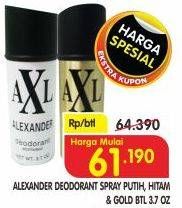 Promo Harga Alexander Deodoran Spray Putih, Atomiseur Black, Gold 150 ml - Superindo